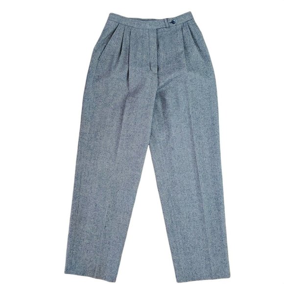 Pendleton Pants - VTG 80s Pendleton Womens Pants Sz 10 Virgin Wool Herringbone High Rise Pleated